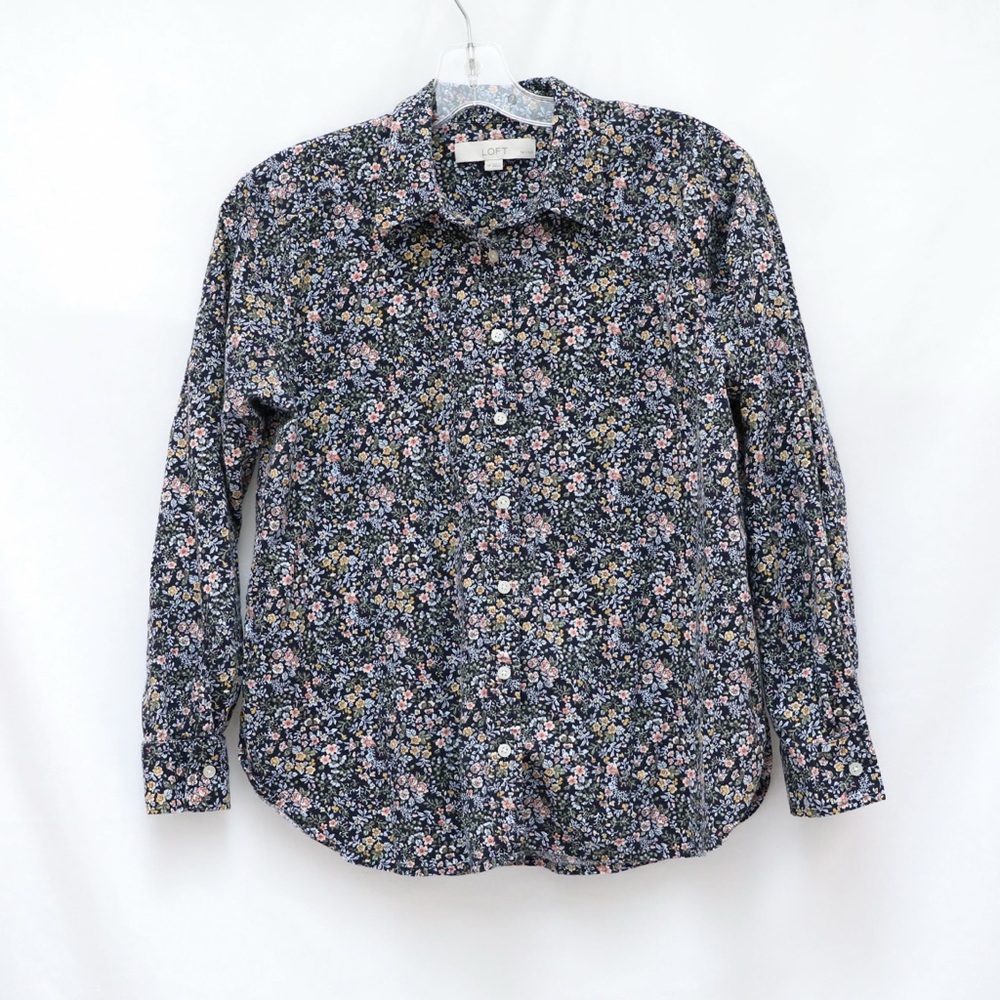 LOFT women's shirt ditsy floral print liberty fairycore petite medium MP loose